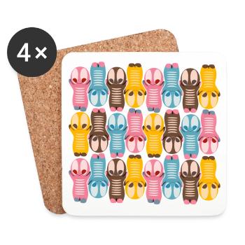 Niedliche Kawaiifigur Muster mit bunten Farben - Untersetzer (4er-Set) - Weiß - Vorne