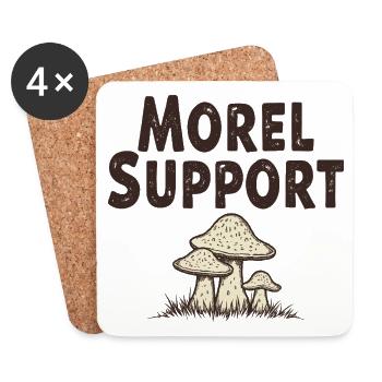 Morel Support - Morchel Pilz Spruch - Untersetzer (4er-Set) - Weiß - Vorne