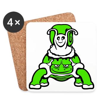 2 Freunde Schildkröte Schnecke reiten Team Crew - Untersetzer (4er-Set) - Weiß - Vorne