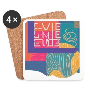 Colorful Geometry Typography Vintage Retro Design - Coasters (set of 4) - white - Front