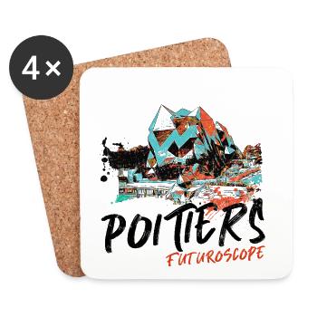 Poitiers, Futuroscope, couleurs Neon - Dessous de verre (lot de 4) - blanc - Devant