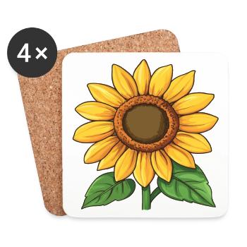 Tournesol Graphique - Dessous de verre (lot de 4) - blanc - Devant