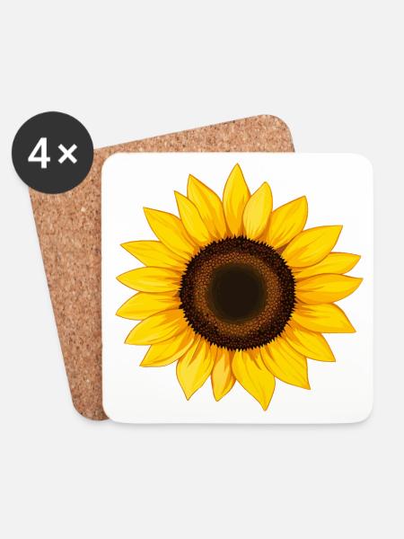 Sonnenblume vektor illustration gelbe Blume - Untersetzer (4er-Set) - Weiß