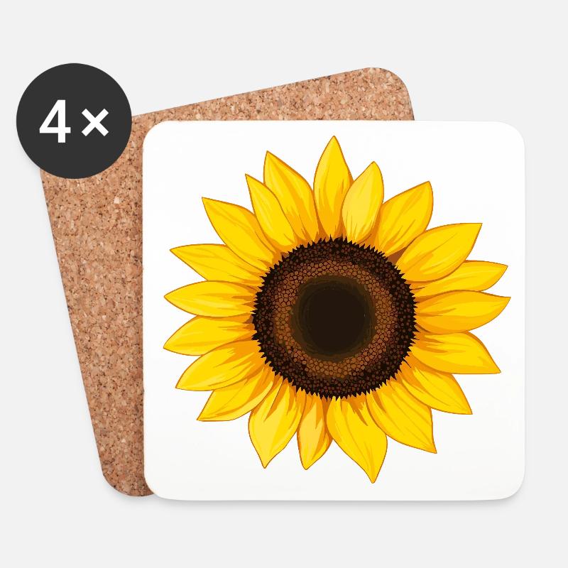 Sonnenblume vektor illustration gelbe Blume - Untersetzer (4er-Set) - Weiß