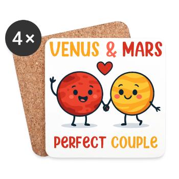 Venus & Mars Perfect Couple Love Design - Untersetzer (4er-Set) - Weiß - Vorne