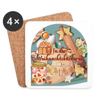 Temps de Noël dans la forme d’arc de la boulangerie de Noël - Dessous de verre (lot de 4) - blanc - Devant