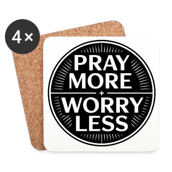 Christian Pray More Worry Less Faith - Coasters (set of 4) - white - Front