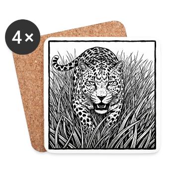 Leopard in the grass - Coasters (set of 4) - white - Front