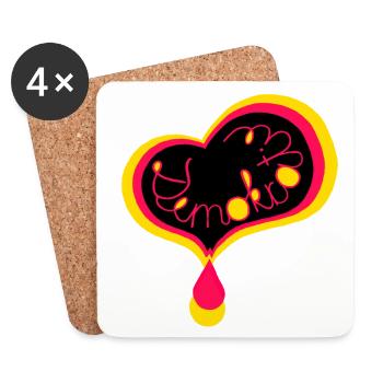"Democracy" heart black red gold Germany - Coasters (set of 4) - white - Front