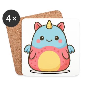 Pastel Unicorn Plush Toy - Coasters (set of 4) - white - Front