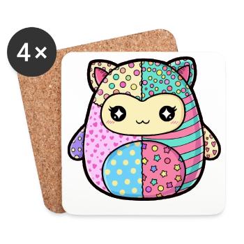 Patchwork Chaton Couleurs Pastel - Dessous de verre (lot de 4) - blanc - Devant
