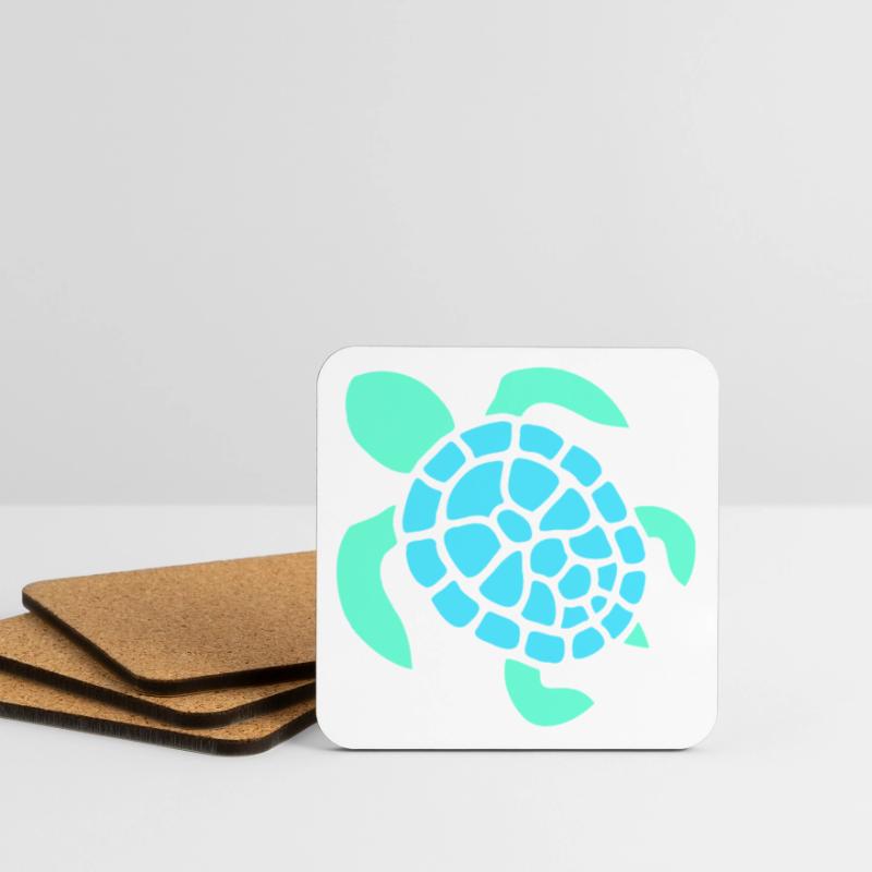 Turtle Logo Turtle Shell Pattern Icon Coasters (set of 4)
