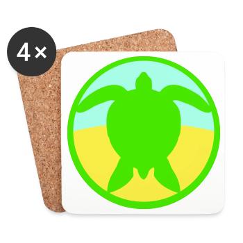 Schildkröte Logo Strand Wasser Meer Rund Symbol - Untersetzer (4er-Set) - Weiß - Vorne