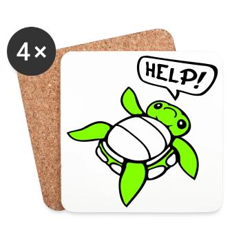 Schildkröte Rücken umgekippt hilflos Seite Help - Untersetzer (4er-Set) - Weiß - Vorne