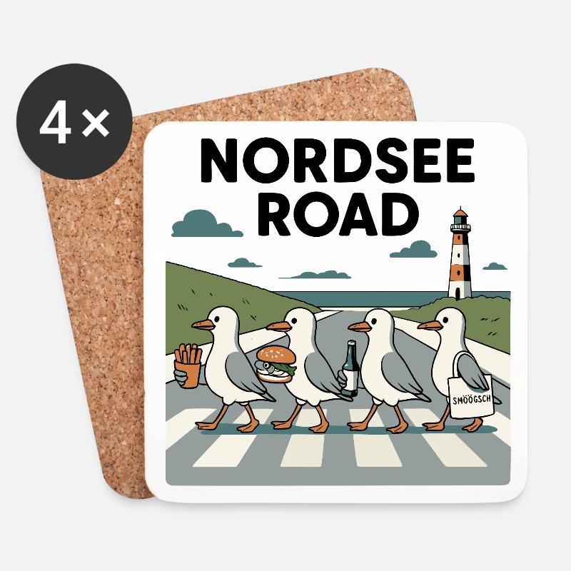 Nordseeroad Möwen - Untersetzer (4er-Set) - Weiß