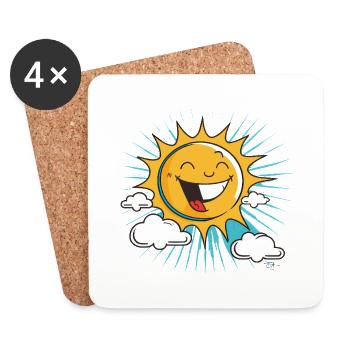 Smiling sun with cloud burst - Coasters (set of 4) - white - Front