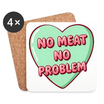 Mint Bubble Heart – No Meat No Problem - Coasters (set of 4) - white - Front