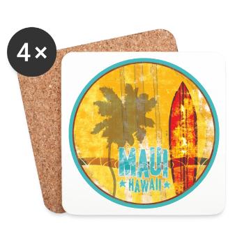 Maui Hawaii Vintage Surf  - Untersetzer (4er-Set) - Weiß - Vorne