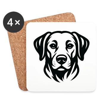 Dessin au trait du visage des chiens - Dessous de verre (lot de 4) - blanc - Devant