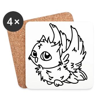 Hibou en vol – Motif hibou mystique oiseau de nuit - Dessous de verre (lot de 4) - blanc - Devant
