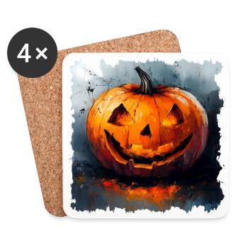 Glowing Pumpkin Halloween - Coasters (set of 4) - white - Front