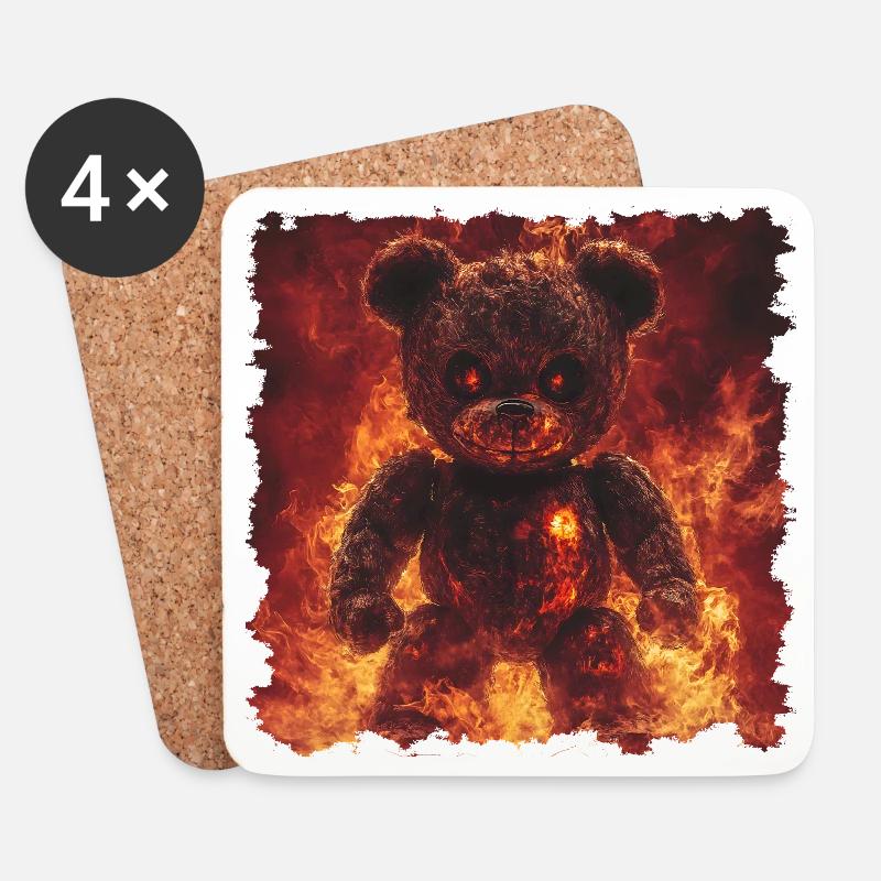 Flammenbär, aber ich bin kein Kuscheltier - Untersetzer (4er-Set) - Weiß