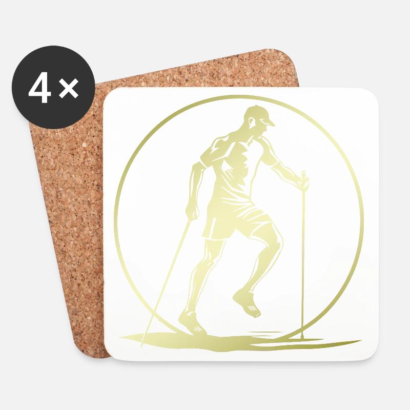 Nordic Walking Silhouette - Untersetzer (4er-Set) - Weiß