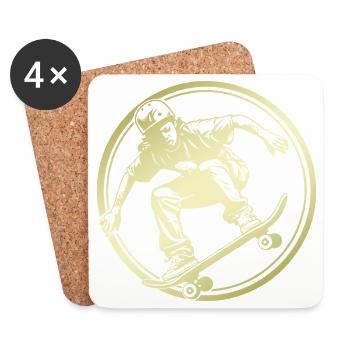 Skateboarding Silhouette Skateboard - Coasters (set of 4) - white - Front
