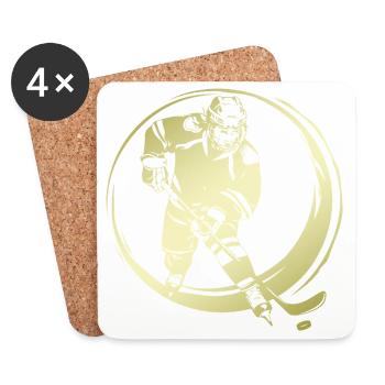 Hockey Spieler Silhouette - Untersetzer (4er-Set) - Weiß - Vorne