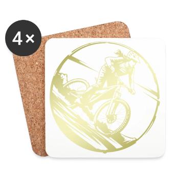 Mountain Bike Bicycle Silhouette - Coasters (set of 4) - white - Front