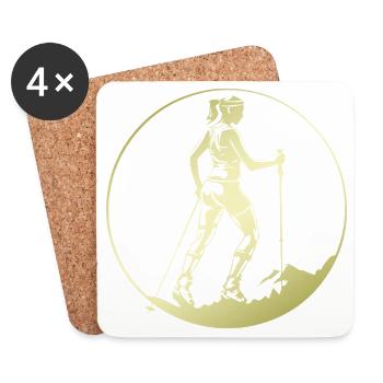 Nordic Walking Silhouette - Untersetzer (4er-Set) - Weiß - Vorne