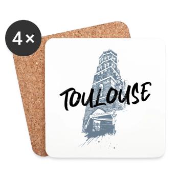 Illustration monochrom Toulouse Saint-Nicolas - Untersetzer (4er-Set) - Weiß - Vorne