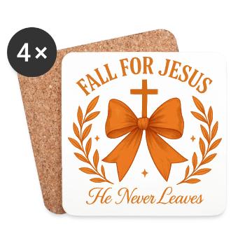 T-shirt Fall for Jesus – T-shirt Faith - Dessous de verre (lot de 4) - blanc - Devant