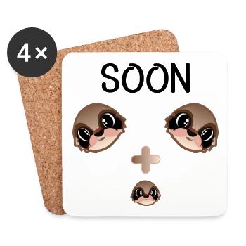 SOON BABY ANNOUNCEMENT SLOTH FAMILY BABY - Untersetzer (4er-Set) - Weiß - Vorne