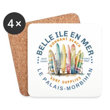 Surf Belle Ile en Mer Logo Circulaire - Dessous de verre (lot de 4) - blanc - Devant