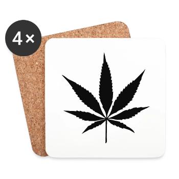 Silhouette von Cannabisblättern - Untersetzer (4er-Set) - Weiß - Vorne