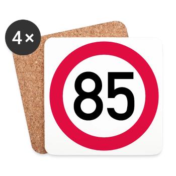 85. Geburtstag Achtung! Verkehrsschild 85 Km/h - Untersetzer (4er-Set) - Weiß - Vorne