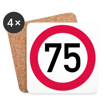 75. Geburtstag Achtung! Verkehrsschild 75 Km/h - Untersetzer (4er-Set) - Weiß - Vorne