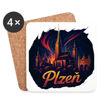 Pilsen Plzeň Stadt Tschechien Silhouette Geschenk - Untersetzer (4er-Set) - Weiß - Vorne