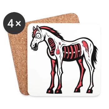 Cheval Halloween Bande dessinée Drôle - Dessous de verre (lot de 4) - blanc - Devant