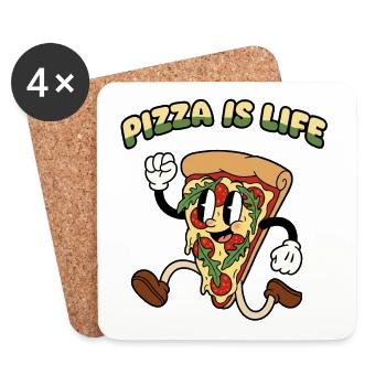 La pizza, c’est la vie - Dessous de verre (lot de 4) - blanc - Devant