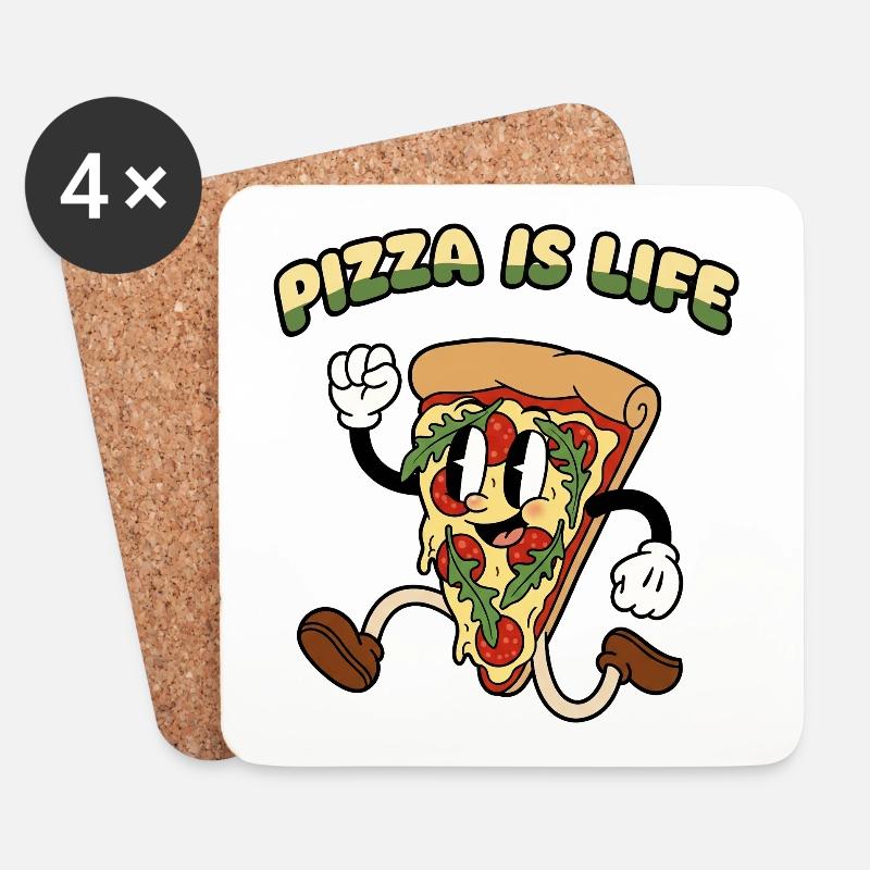 Pizza Is Life - Untersetzer (4er-Set) - Weiß