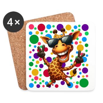 Cool Giraffe Cartoon – Colourful Polka Dot Fun - Coasters (set of 4) - white - Front