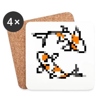 Pixelart Koi - Untersetzer (4er-Set) - Weiß - Vorne