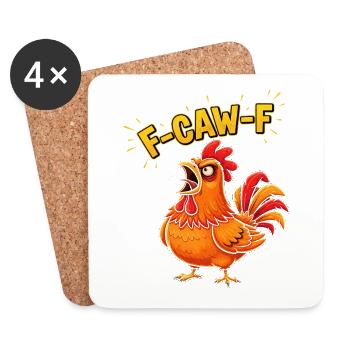 F Caw f Rooster Cartoon - Coasters (set of 4) - white - Front