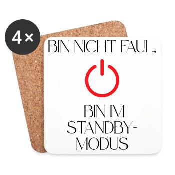 Nicht faul Standby modus Powerbutton  - Untersetzer (4er-Set) - Weiß - Vorne