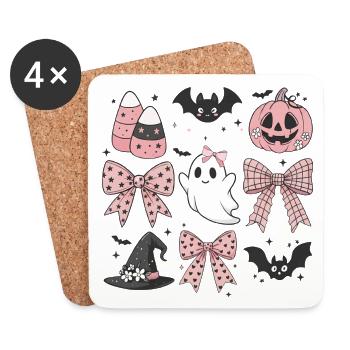 Halloween gruselig - Untersetzer (4er-Set) - Weiß - Vorne