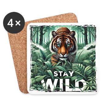 Stay Wild Tiger in Jungle - Nature Power - Coasters (set of 4) - white - Front