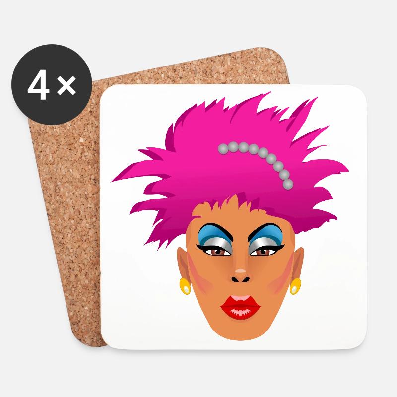 Drag Queen rose - Dessous de verre (lot de 4) - blanc