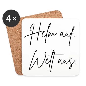 Helmet on. world. - Coasters (set of 4) - white - Front